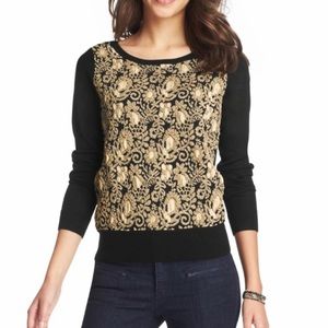 LOFT Gold Embroidered Sweater
